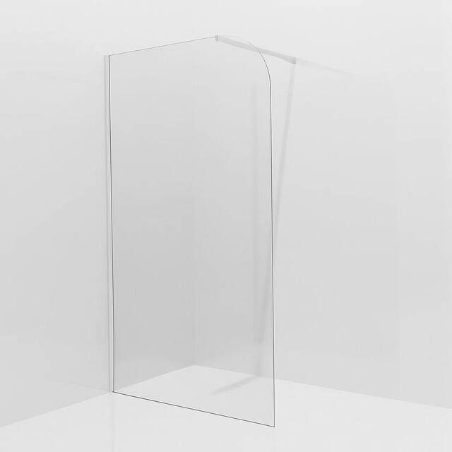 Fortifura Galeria Inloopdouche 100x200cm afgeronde glaswand helder glas wandarm mat wit SW1245010 SW797906
