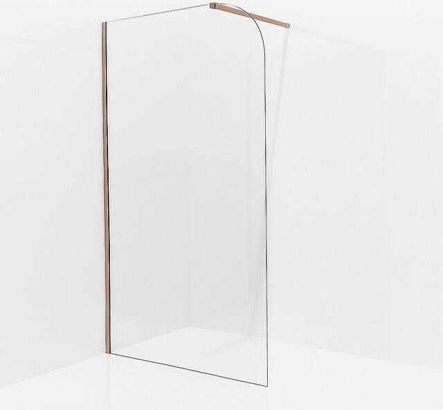 Fortifura Galeria Inloopdouche 80x200cm afgeronde glaswand helder glas wandarm geborsteld koper (Koper) SW1245008 SW876702