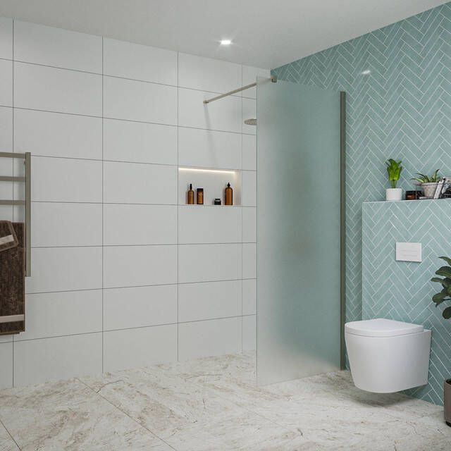 Fortifura Galeria inloopdouche 80x200cm mat glas wandarm Geborsteld Gunmetal PVD SW797925 SW797907