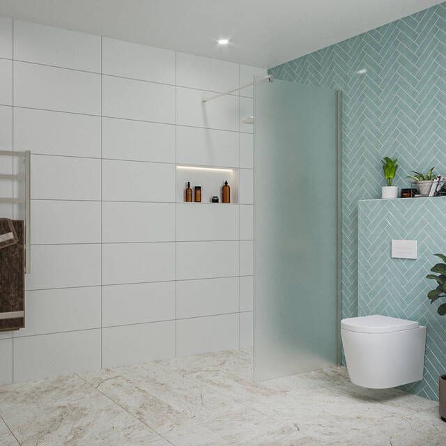 Fortifura Galeria inloopdouche 80x200cm mat glas wandarm Geborsteld RVS PVD (RVS) SW797925 SW797908