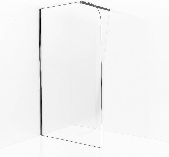 Fortifura Galeria Inloopdouche 90x200cm afgeronde glaswand helder glas wandarm geborsteld gunmetal PVD SW1245009 SW797907