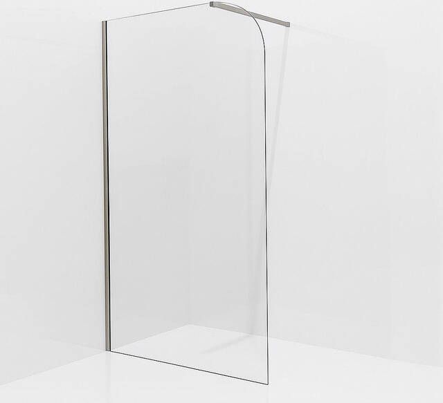 Fortifura Galeria Inloopdouche 90x200cm afgeronde glaswand helder glas wandarm geborsteld RVS PVD (RVS) SW1245009 SW797908