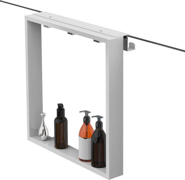 Fortifura Galeria schap met 4 haken voor douchewand 50x50x6.5cm mat wit Z002matwit