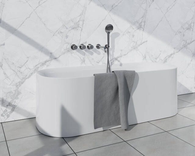 Fortifura Nebbio Badcombinatie-set thermostaatkraan inbouwdeel 2x uitbreiding inbouwdeel wandaansluitbocht gladde doucheslang ronde handdouche uitloop chroom SW1183064 2x SW1183076 2x SW1183077 SW542643 SW706