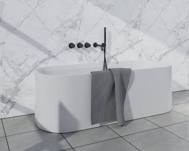 Fortifura Nebbio Badcombinatie-set thermostaatkraan inbouwdeel 2x uitbreiding inbouwdeel wandaansluitbocht gladde doucheslang staaf handdouche uitloop mat zwart SW1183065 SW1183076 SW1183078 SW542644 SW706210 SW
