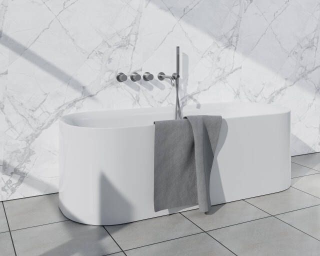 Fortifura Nebbio Badcombinatie-set thermostaatkraan inbouwdeel 2x uitbreiding inbouwdeel wandaansluitbocht metalen doucheslang staaf handdouche uitloop geborsteld RVS PVD (RVS) SW1183066 2x SW1183076 2x SW1183079 SW542645 SW706
