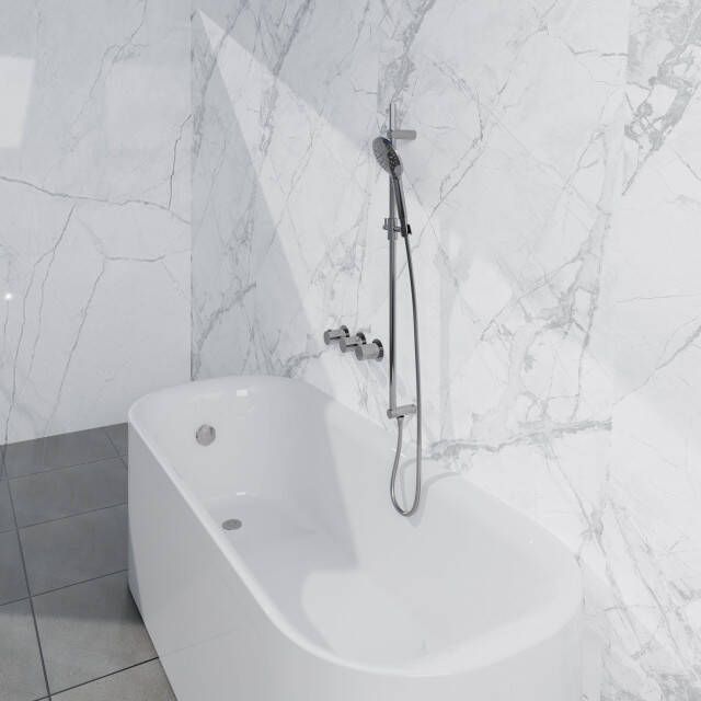 Fortifura Nebbio Badcombinatie-set thermostaatkraan inbouwdeel glijstang gladde doucheslang ronde handdouche badafvoer opbouw chroom SW1183064 SW1111526 SW706209 SW496814 SW1108811 SW