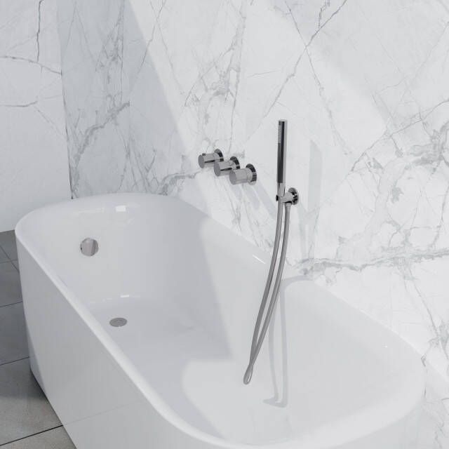 Fortifura Nebbio Badcombinatie-set thermostaatkraan inbouwdeel inbouw uitbreiding wandaansluitbocht gladde doucheslang staaf handdouche badafvoer opbouw chroom SW1183064 SW1183076 SW1183077 SW542643 SW706209 SW