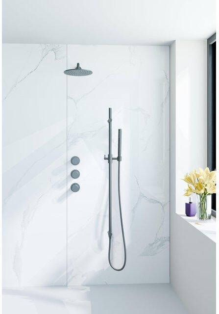 Fortifura Nebbio Regendoucheset inbouwkraan inbouwdeel glijstang doucheslang glad staafhanddouche 35cm wandarm ronde hoofddouche geborsteld gunmetal PVD SW1183068 SW1111532 SW721165 SW766537 SW720563 SW1