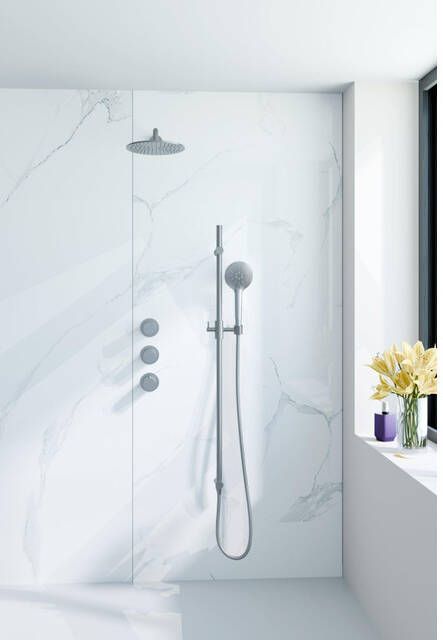 Fortifura Nebbio Regendoucheset inbouwkraan inbouwdeel glijstang doucheslang metaal ronde handdouche 35cm wandarm ronde hoofddouche geborsteld RVS PVD (RVS) SW1183066 SW1111529 SW706208 SW799447 SW720561 SW1