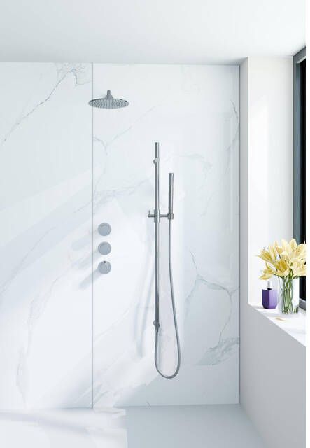 Fortifura Nebbio Regendoucheset inbouwkraan inbouwdeel glijstang doucheslang metaal staaf handdouche 35cm wandarm ronde hoofddouche chroom SW1183064 SW1111526 SW767373 SW496810 SW720559 SW1