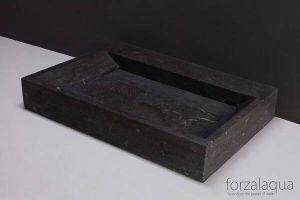 Forzalaqua Bellezza wastafel 60x40x9cm Rechthoek 1 kraangat Natuursteen Hardsteen gezoet 100286