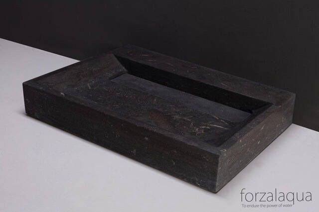 Forzalaqua Bellezza wastafel 80.5x51.5x9cm Rechthoek 0 kraangaten Natuursteen Hardsteen gezoet 100287