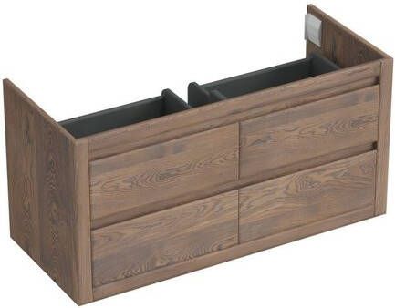 Forzalaqua Gela 2.0 wastafelonderkast 120x51x60cm met 4 softclose greeploze lades Massief Eiken Havanna 8071265