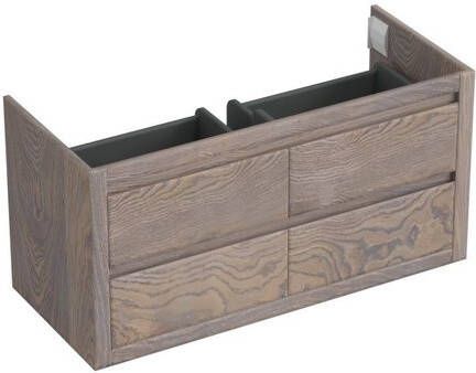 Forzalaqua Gela 2.0 wastafelonderkast 120x51x60cm met 4 softclose greeploze lades Massief Eiken Silver Grey 8071550