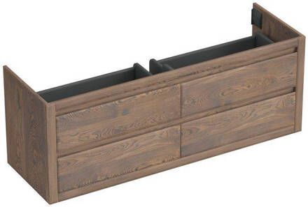 Forzalaqua Gela 2.0 wastafelonderkast 160x51x60cm met 4 softclose greeploze lades Massief Eiken Havanna 8071275