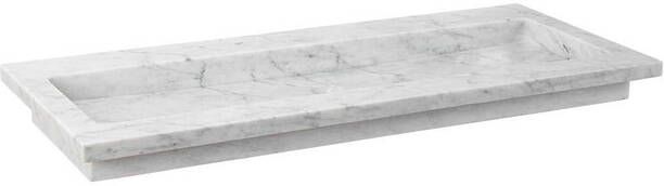 Forzalaqua Nova wastafel 100.5x51.5x9.5cm Rechthoek 2 kraangaten Natuursteen Carrara gepolijst 8010831