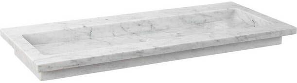 Forzalaqua Nova wastafel 120.5x51.5x9.5cm Rechthoek 0 kraangaten Natuursteen Carrara gepolijst 8010832