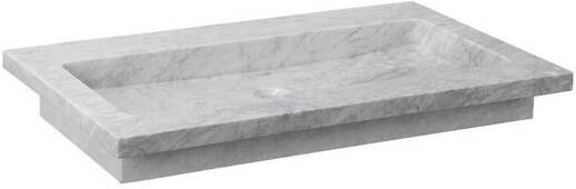 Forzalaqua Nova wastafel 60.5x51.5x9.5cm Rechthoek 1 kraangat Natuursteen Carrara gepolijst 8010825