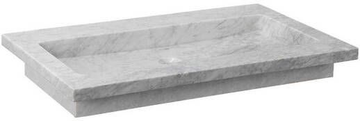 Forzalaqua Nova wastafel 80.5x51.5x9.5cm Rechthoek 2 kraangaten Natuursteen Carrara gepolijst 8010828