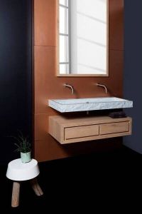 Forzalaqua Palermo wastafel 120.5x51.5x9cm Rechthoek 1 kraangat Natuursteen Carrara gepolijst 100502