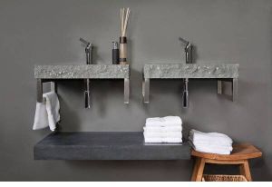Forzalaqua Palermo wastafel 60x40x9cm Rechthoek 1 kraangat Natuursteen Graniet gezoet 8010241