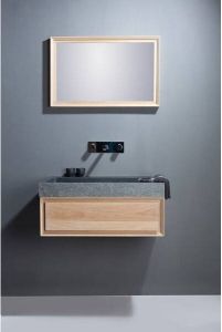 Forzalaqua Palermo wastafel 80.5x51.5x9cm Rechthoek 1 kraangat Natuursteen Graniet gezoet & gebrand 8010268