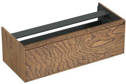 Forzalaqua Reno 2.0 wastafelonderkast 120x51x40cm met 1 softclose greeploze lade Massief Eiken Castle Brown 8070785