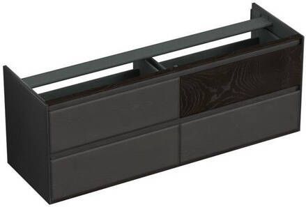 Forzalaqua Reno 2.0 wastafelonderkast 160x51x60cm met 4 softclose greeploze lades Massief Eiken Black oiled 8070255