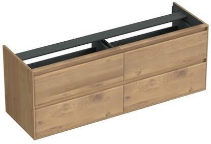Forzalaqua Reno 2.0 wastafelonderkast 160x51x60cm met 4 softclose greeploze lades Massief Eiken Oyster 8071120