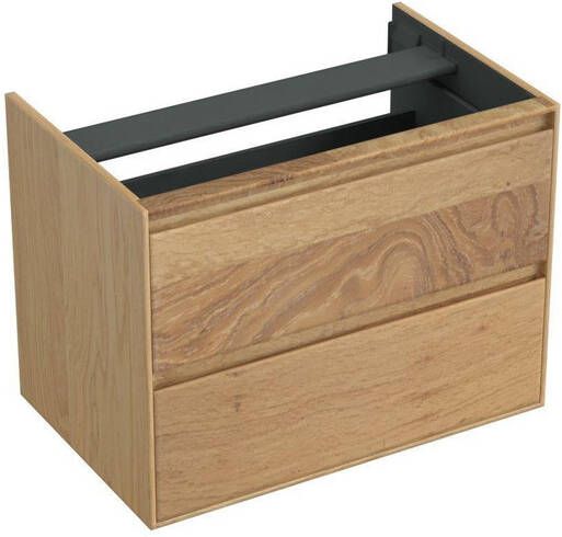 Forzalaqua Reno 2.0 wastafelonderkast 80x51x60cm met 2 softclose greeploze lades Massief Eiken Smoke 8071950