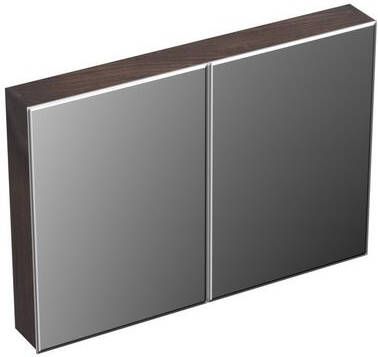 Forzalaqua Uni spiegelkast 100x68.5x12.5cm 2 draaideuren dubbelzijdig spiegelend Massief Eiken Charcoal 8072370