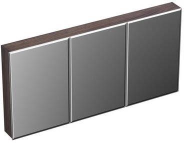 Forzalaqua Uni spiegelkast 140x68.5x12.5cm 3 draaideuren dubbelzijdig spiegelend Massief Eiken Charcoal 8072380