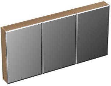Forzalaqua Uni spiegelkast 140x68.5x12.5cm 3 draaideuren dubbelzijdig spiegelend Massief Eiken Oyster 8071240
