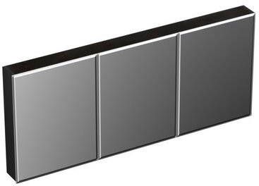 Forzalaqua Uni spiegelkast 160x68.5x12.5cm 3 draaideuren dubbelzijdig spiegelend Massief Eiken Black oiled 8070380