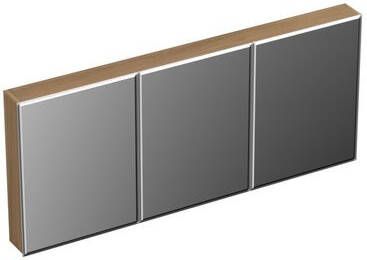 Forzalaqua Uni spiegelkast 160x68.5x12.5cm 3 draaideuren dubbelzijdig spiegelend Massief Eiken Oyster 8071245