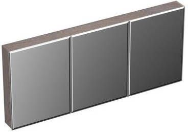 Forzalaqua Uni spiegelkast 160x68.5x12.5cm 3 draaideuren dubbelzijdig spiegelend Massief Eiken Silver Grey 8071815