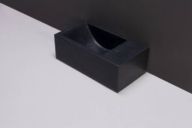 Forzalaqua Venetia Xs fonteinbak 29x16x10cm wasbak Links 0 kraangaten Natuursteen Basalt gezoet 100222