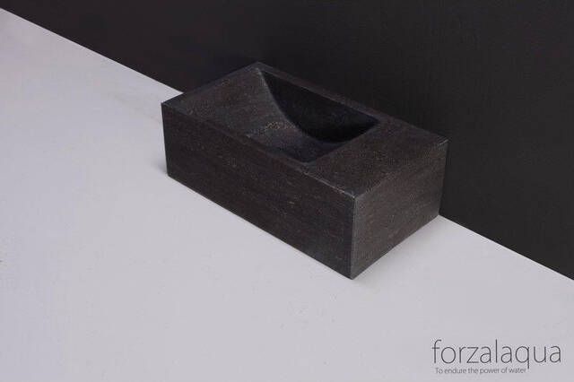 Forzalaqua Venetia Xs fonteinbak 29x16x10cm wasbak Links 0 kraangaten Natuursteen Hardsteen gezoet 100230