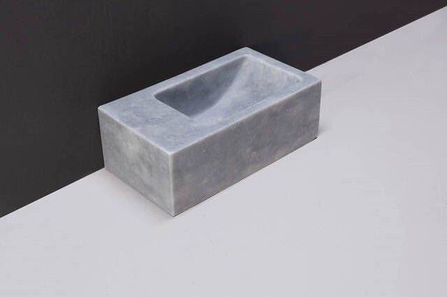 Forzalaqua Venetia Xs fonteinbak 29x16x10cm wasbak Rechts 0 kraangaten Natuursteen Cloudy marmer gezoet 100373