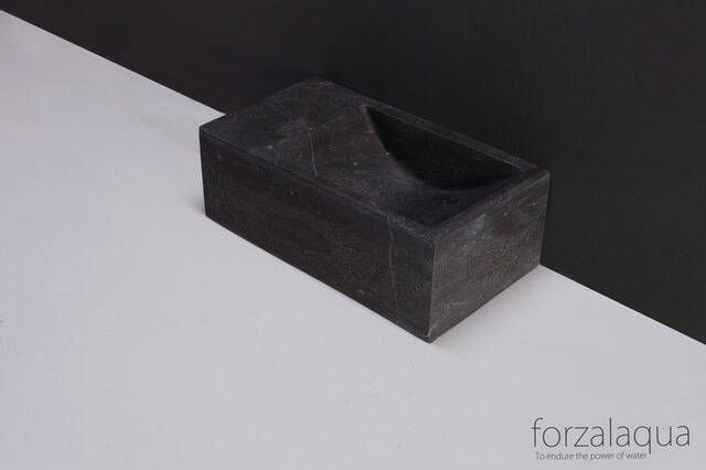 Forzalaqua Venetia Xs fonteinbak 29x16x10cm wasbak Rechts 0 kraangaten Natuursteen Hardsteen gezoet 100229