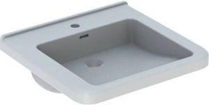 GEBERIT 300 Comfort Wastafel MIVA vierkant 1x waskom kraangat midden overloop keramiek 550 x 525 x 155mm(BxDxH ) wit