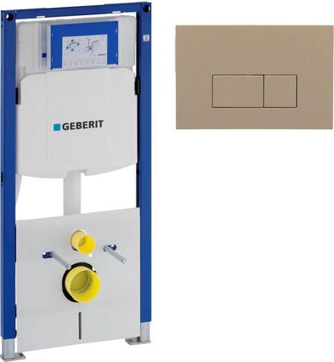 Geberit Duofix Inbouwreservoir UP320 met QeramiQ push bedieningsplaat wand 112cm bedieningsplaat taupe rechthoekige knoppen kunststof wit glans SW1102379 SW1242378