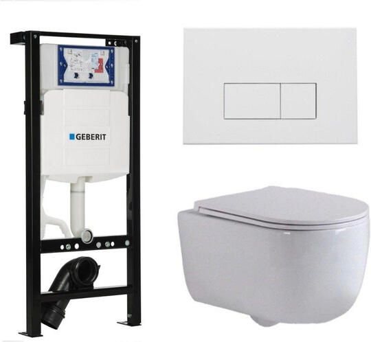 Geberit QeramiQ Dely Swirl Toiletset 36.3x51.7cm diepspoel rimless UP320 plieger inbouwreservoir slim zitting mat witte metalen bedieningsplaat rechtehoekige knoppen wit mat SW1381697 SW706191 SW1000766 SW1026257