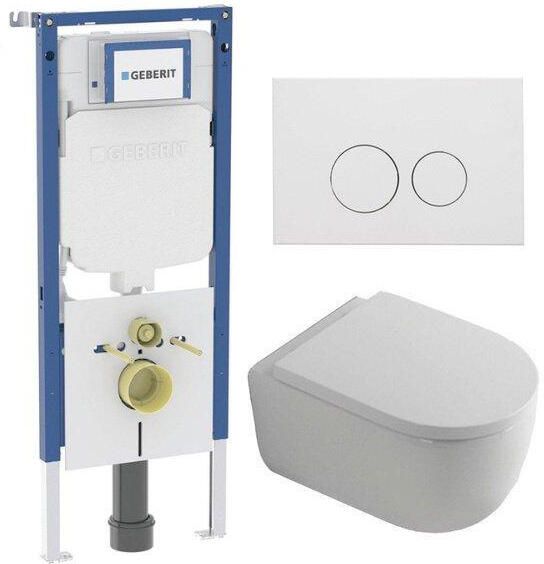 Geberit QeramiQ Dely Swirl Toiletset 36.3x51.7cm diepspoel rimless UP720 Duofix Sigma inbouwreservoir 35mm zitting mat witte metalen bedieningsplaat ronde knoppen wit mat SW1237202 SW706190 SW1000767 SW1026257