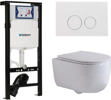 Geberit QeramiQ Dely Swirl Toiletset 36.3x51.7cm UP320 plieger inbouwreservoir slim zitting glans witte bedieningsplaat ronde knoppen wit glans SW1381697 SW706186 SW1000766 SW1026256