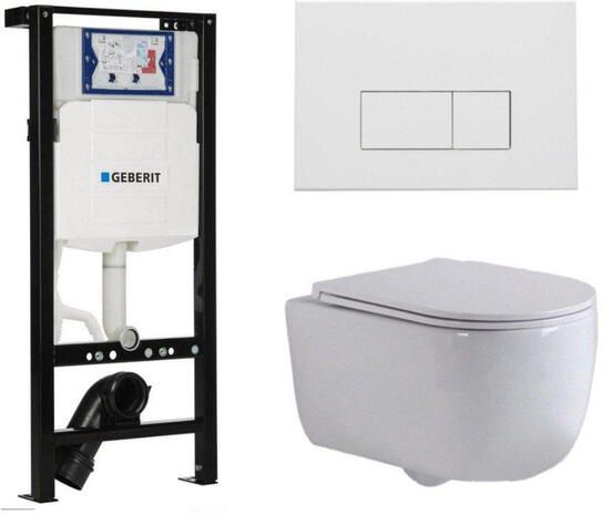 Geberit QeramiQ Dely Swirl Toiletset 36.3x51.7cm UP320 plieger inbouwreservoir slim zitting mat witte metalen bedieningsplaat rechthoekige knoppen wit glans SW1381697 SW706191 SW1000766 SW1026256