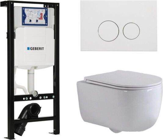 Geberit QeramiQ Dely Swirl Toiletset 36.3x51.7cm UP320 plieger inbouwreservoir slim zitting mat witte metalen bedieningsplaat ronde knoppen wit glans SW1381697 SW706190 SW1000766 SW1026256
