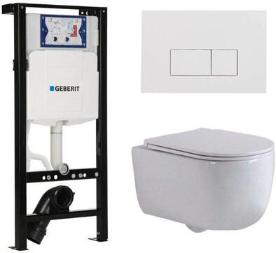 Geberit QeramiQ Dely Swirl Toiletset 36.3x51.7cm UP320 plieger inbouwreservoir slimzitting glans witte bedieningsplaat rechthoekige knoppen wit glans SW1381697 SW706187 SW1000766 SW1026256