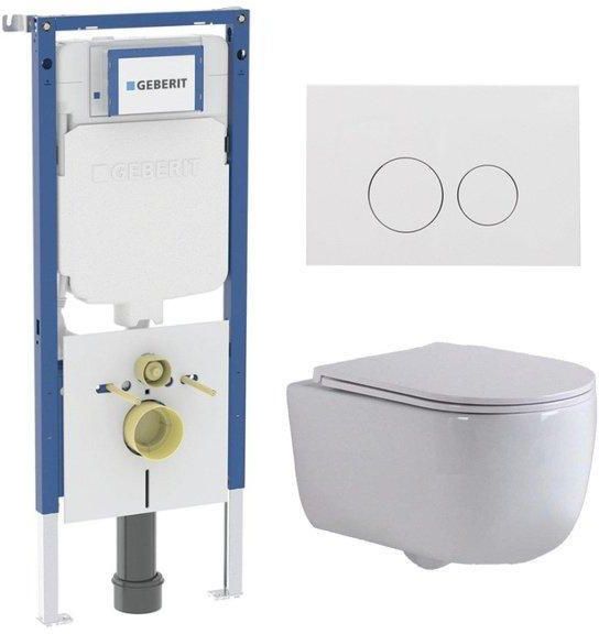 Geberit QeramiQ Dely Swirl Toiletset 36.3x51.7cm UP720 Duofix Sigma inbouwreservoir slim zitting glans witte bedieningsplaat ronde knoppen wit glans SW1237202 SW706186 SW1000766 SW1026256